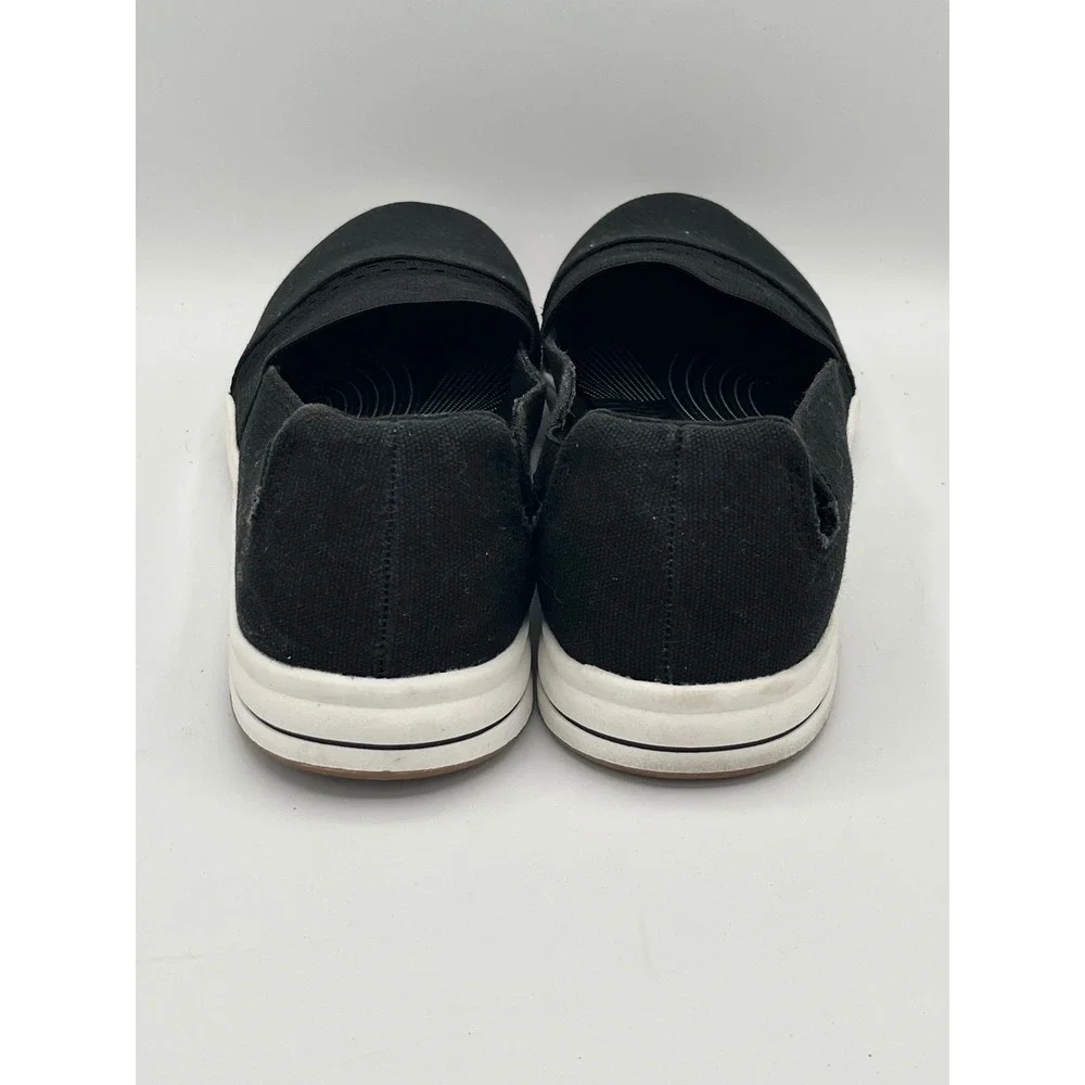 Clarks Cloudsteppers Women Sz 8.5W Wide Black Slip On Sneakers Washable